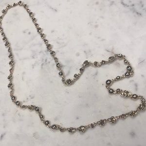Long gold amber jeweled necklace